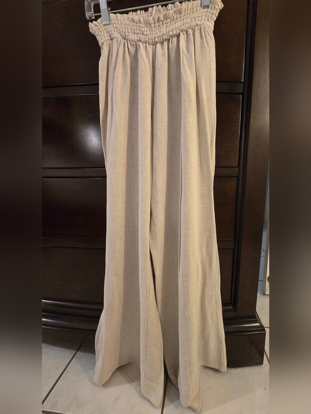 Celebrity Pink Cream Wide-Leg Smocked Waist Pants